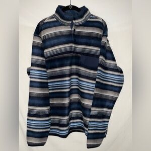 Southern Grit Tundra Fleece Navy‎ Stripe Pullover XL